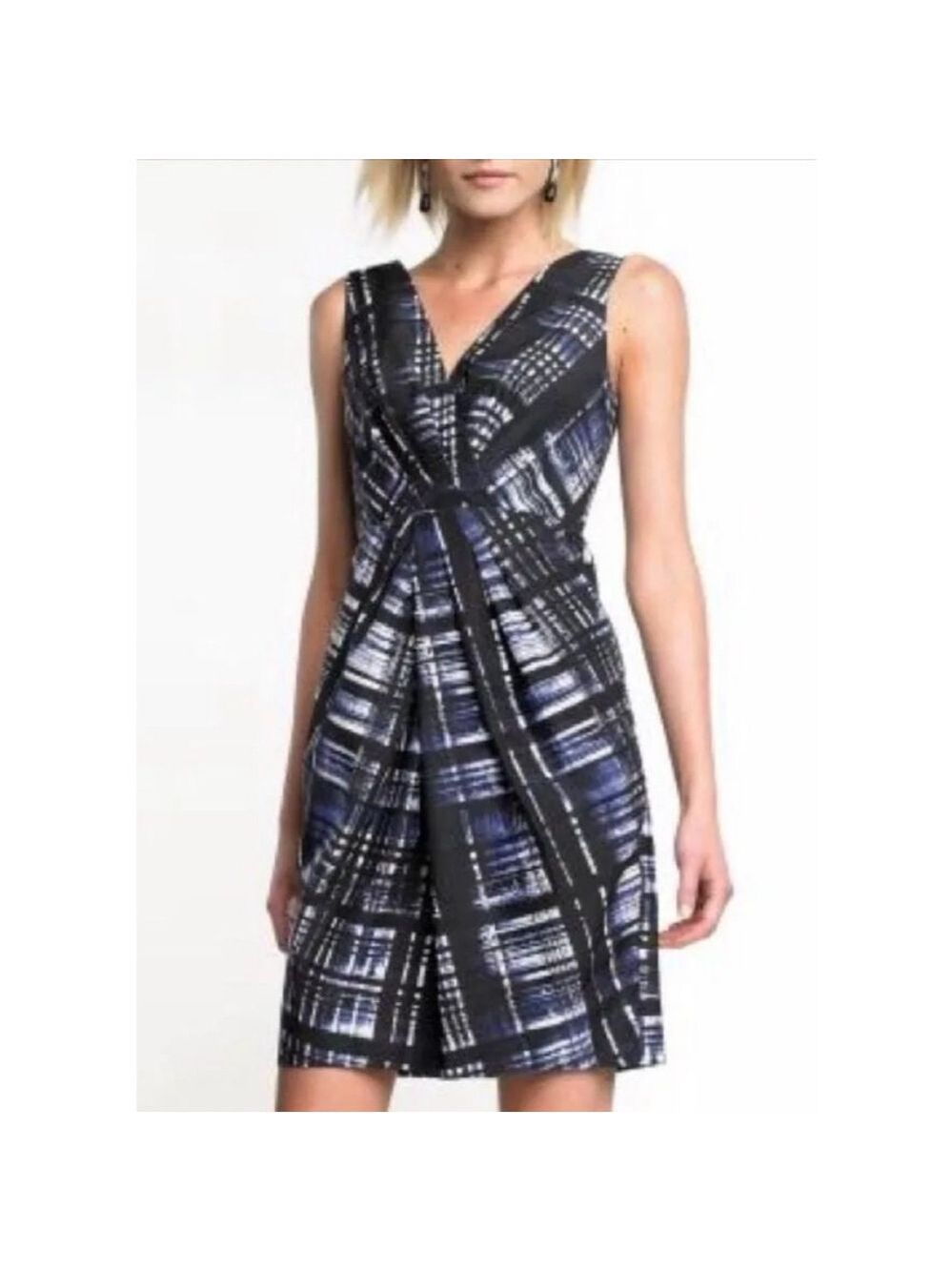 Banana Republic Plaid Pleated Sleeveless Dress